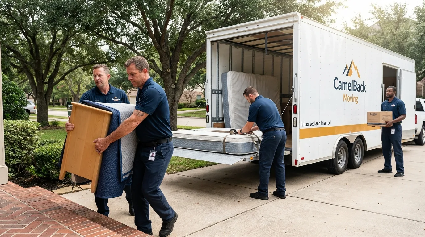 Crew loading residential truck for cross-state move from Harrington Park, NJ