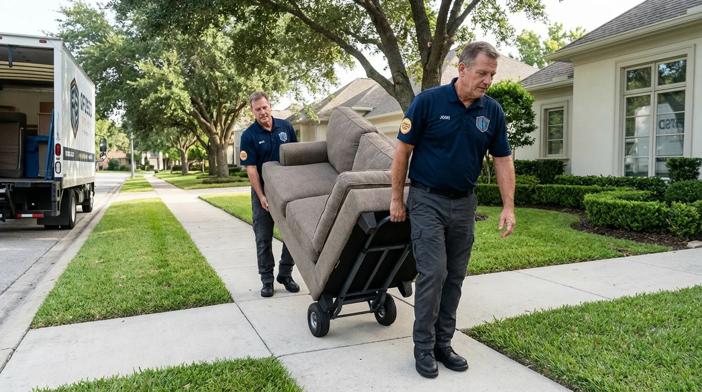 Local residential moving crew loading furniture in Harrington Park, NJ