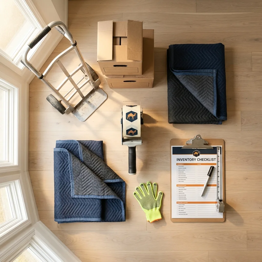 Professional moving supplies and packing materials layout for Harrington Park residential relocations
